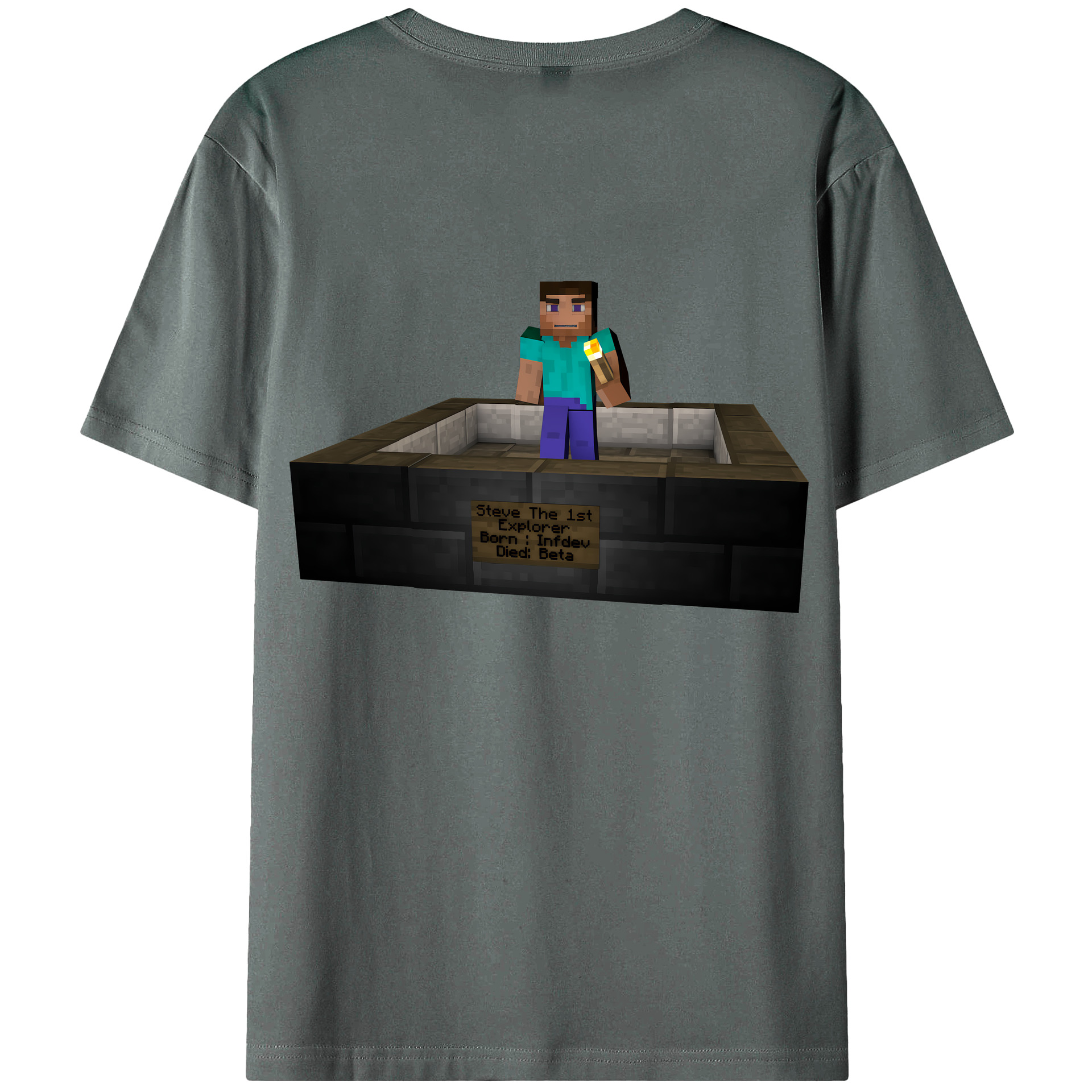 （画像用） マインクラフト ブロックの世界 Minecraft MC Block world 綿100％ メンズ半袖Tシャツ（バックプリント） 通気性
